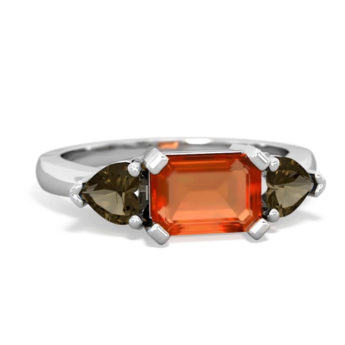 fire opal-smoky quartz timeless ring