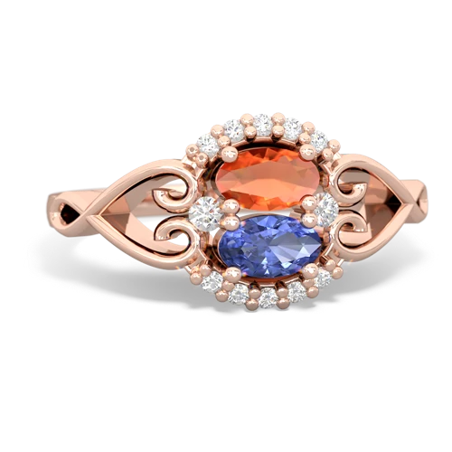 fire opal-tanzanite antique keepsake ring