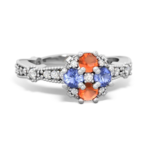 fire opal-tanzanite art deco engagement ring