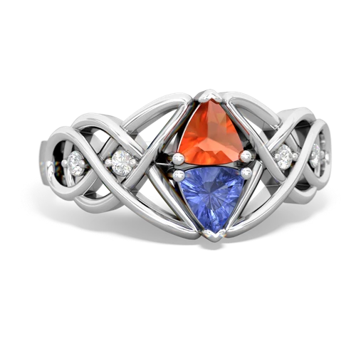 fire opal-tanzanite celtic knot ring