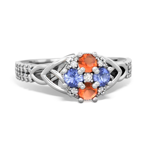fire opal-tanzanite engagement ring