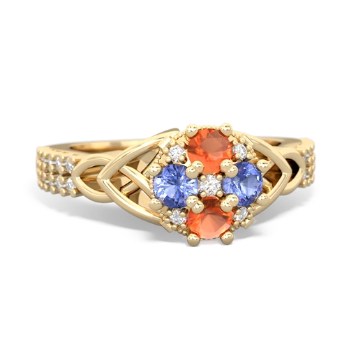 fire opal-tanzanite engagement ring