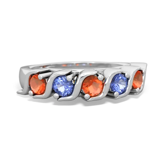 fire opal-tanzanite timeless ring