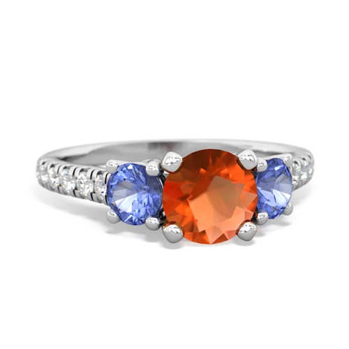 fire opal-tanzanite trellis pave ring