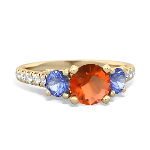 fire opal-tanzanite trellis pave ring