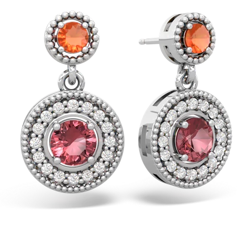 fire opal-tourmaline halo earrings