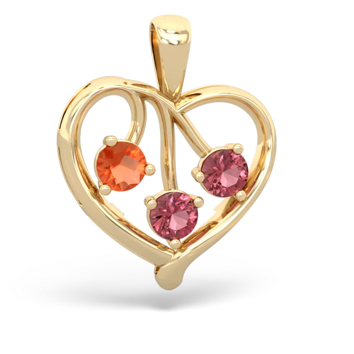 fire opal-tourmaline love heart pendant