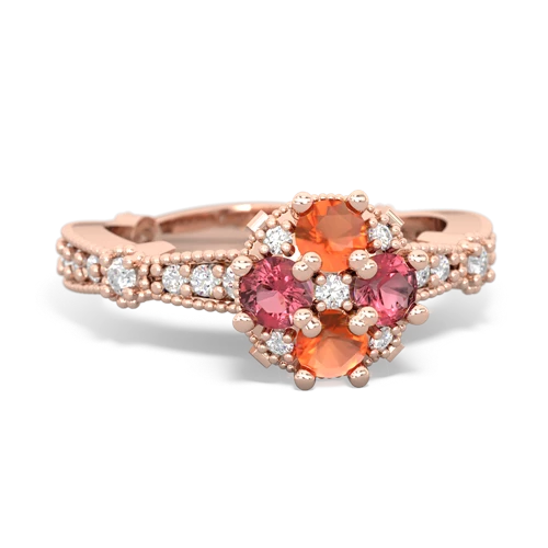 fire opal-tourmaline art deco engagement ring