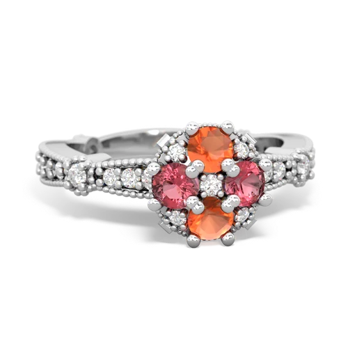 fire opal-tourmaline art deco engagement ring