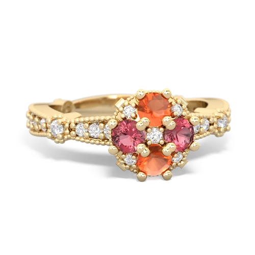 fire opal-tourmaline art deco engagement ring