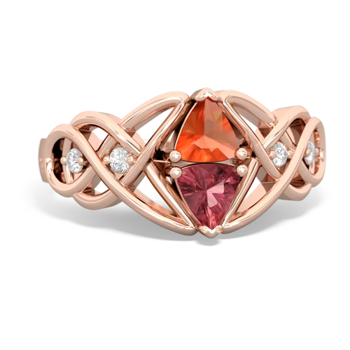 fire opal-tourmaline celtic knot ring