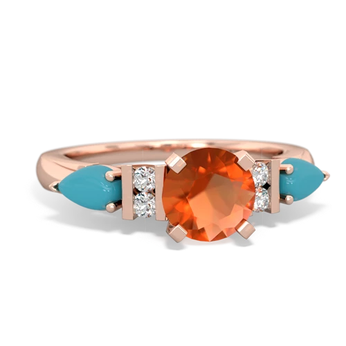 fire opal-turquoise engagement ring