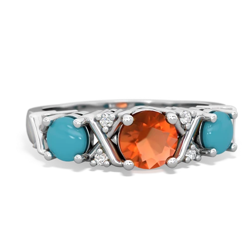 fire opal-turquoise timeless ring