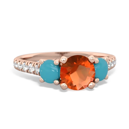 fire opal-turquoise trellis pave ring