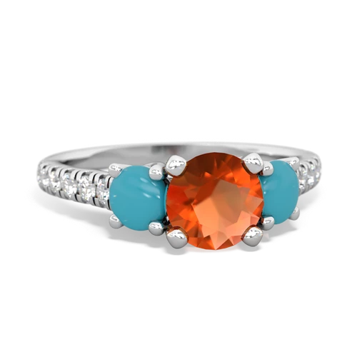 fire opal-turquoise trellis pave ring