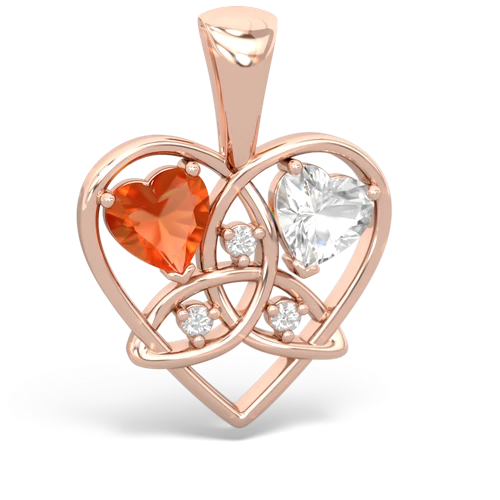 fire opal-white topaz celtic heart pendant