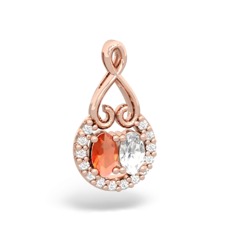 fire opal-white topaz love nest pendant