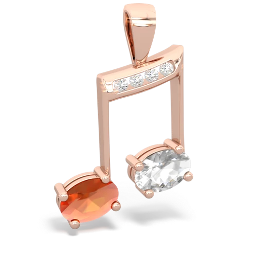 fire opal-white topaz music notes pendant