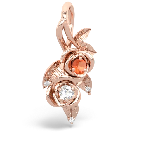 fire opal-white topaz rose vine pendant