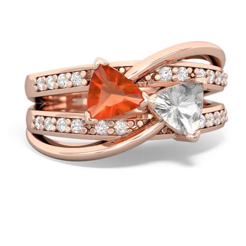 Fire Opal Genuine Fire Opal with Genuine White Topaz Bowtie ring Ring