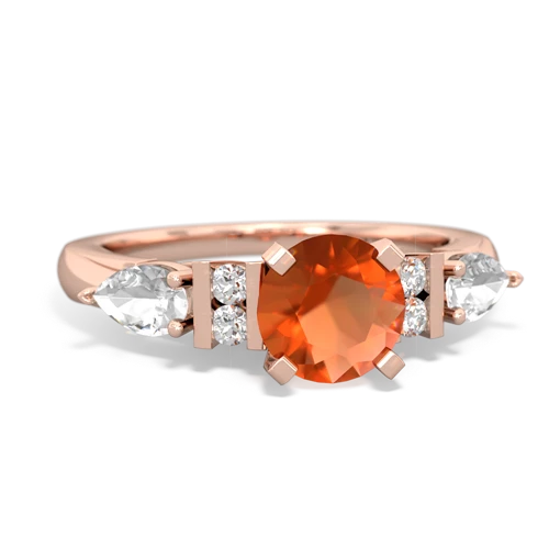 fire opal-white topaz engagement ring