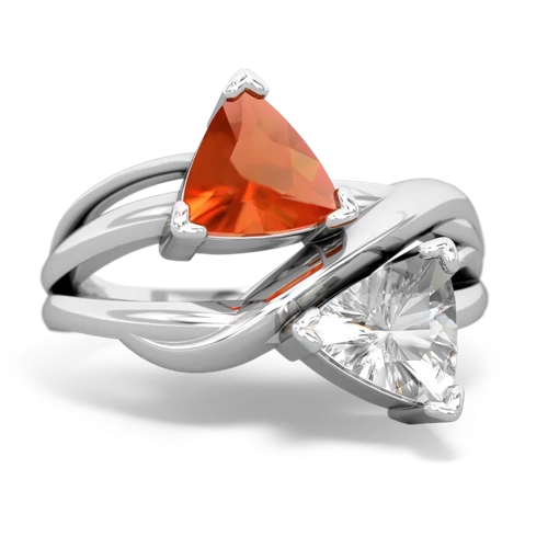 Fire Opal Genuine Fire Opal with Genuine White Topaz Split Band Swirl ring Ring