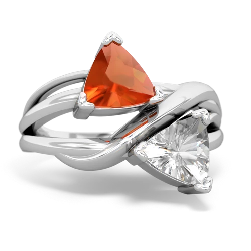 fire opal-white topaz filligree ring