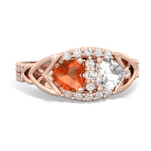 fire opal-white topaz keepsake engagement ring