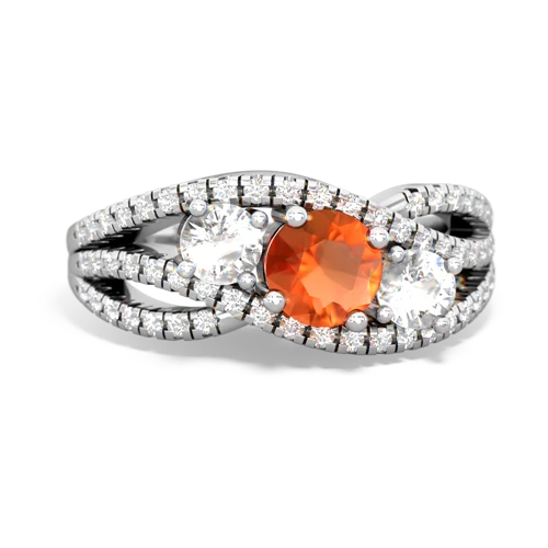 fire opal-white topaz three stone pave ring