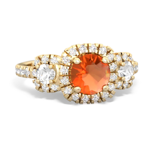 Fire Opal Genuine Fire Opal with Genuine White Topaz and Genuine Pink Tourmaline Regal Halo ring Ring