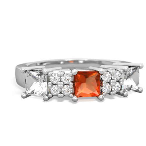 Fire Opal Genuine Fire Opal with Genuine White Topaz and  Three Stone ring Ring