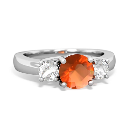 fire opal-white topaz timeless ring