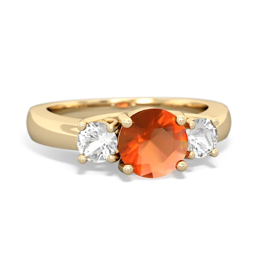 fire opal-white topaz timeless ring