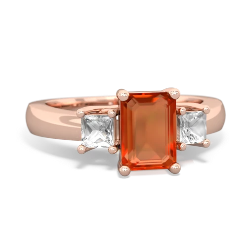 fire opal-white topaz timeless ring