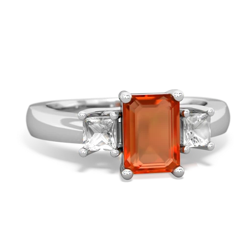 fire opal-white topaz timeless ring