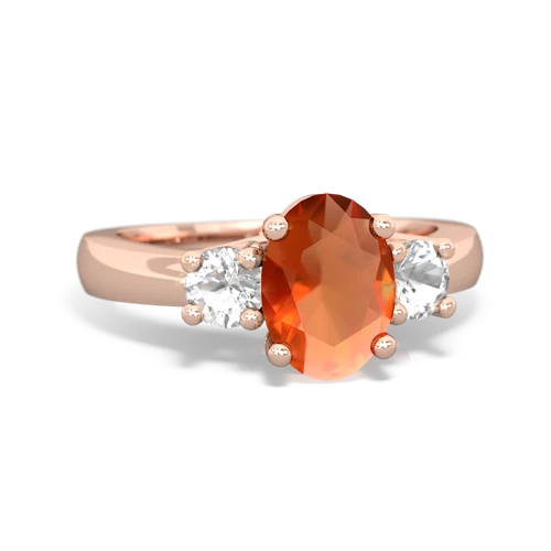 fire opal-white topaz timeless ring
