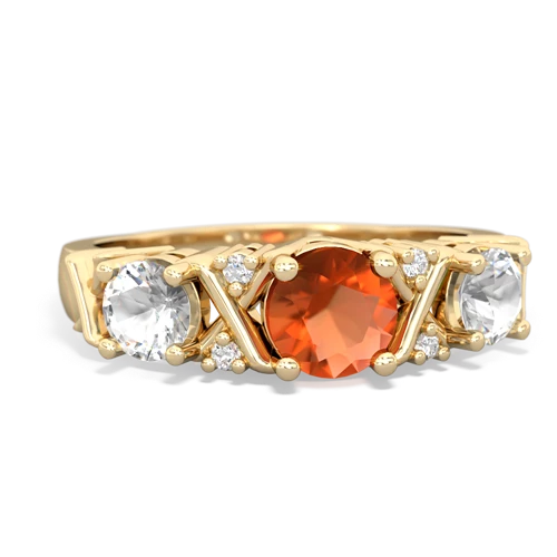 Fire Opal Genuine Fire Opal with Genuine White Topaz and  Hugs and Kisses ring Ring