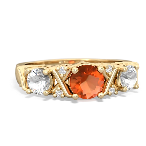 fire opal-white topaz timeless ring