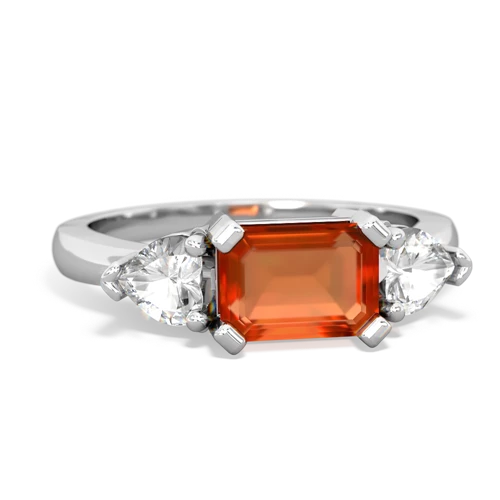 fire opal-white topaz timeless ring