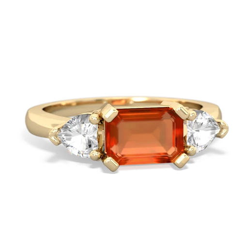 fire opal-white topaz timeless ring