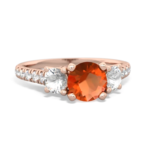 Fire Opal Genuine Fire Opal with Genuine White Topaz and Genuine White Topaz Pave Trellis ring Ring
