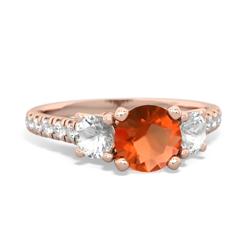 fire opal-white topaz trellis pave ring