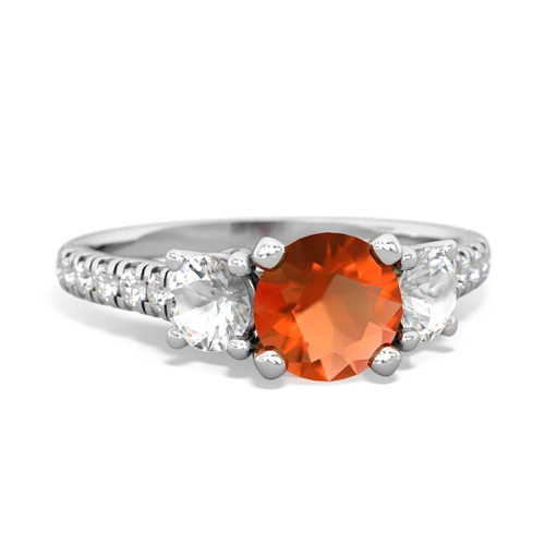 fire opal-white topaz trellis pave ring