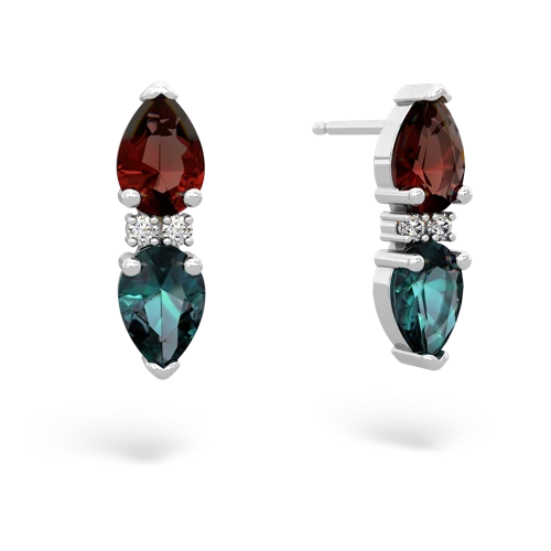 garnet-alexandrite bowtie earrings