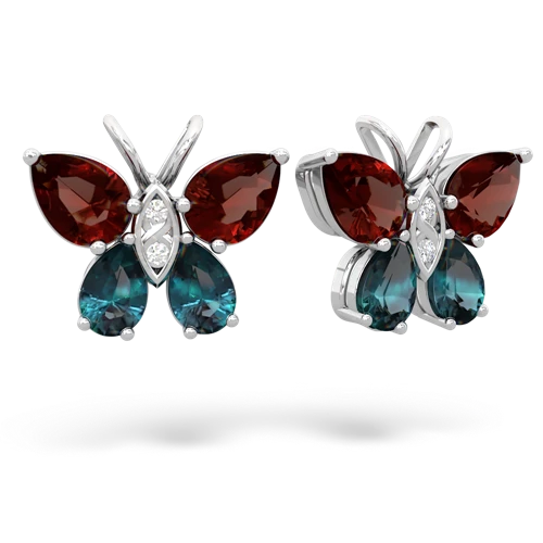 garnet-alexandrite butterfly earrings