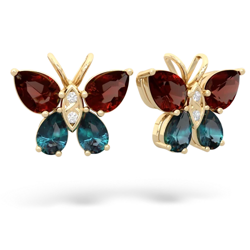 garnet-alexandrite butterfly earrings