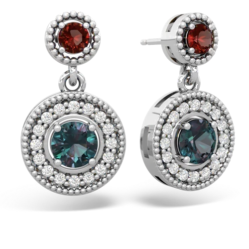 garnet-alexandrite halo earrings