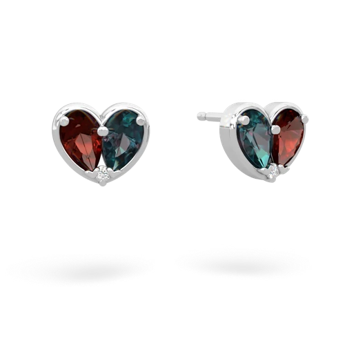 garnet-alexandrite one heart earrings