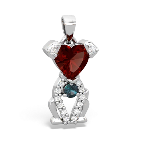 garnet-alexandrite birthstone puppy pendant