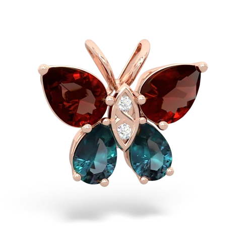 garnet-alexandrite butterfly pendant